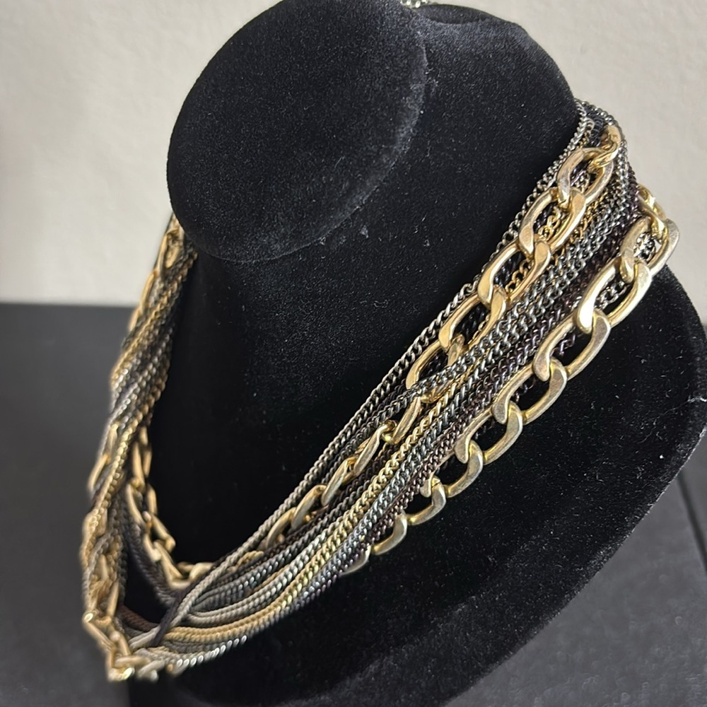 Statement Multichain Layered Edgy Multi Tone Chun… - image 3